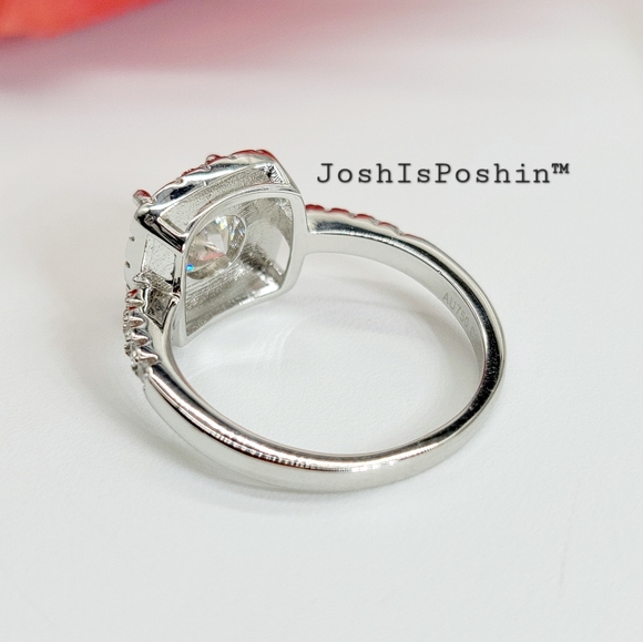 2CT. T.W. FL Moissanite cushion halo ring in sterling silver - Picture 11 of 13